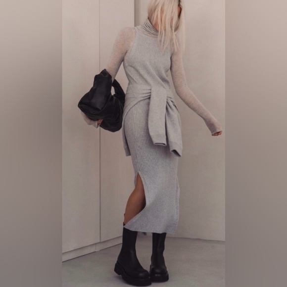 NWT NakedCashmere Emilia grey knit midi dress - Picture 2 of 14